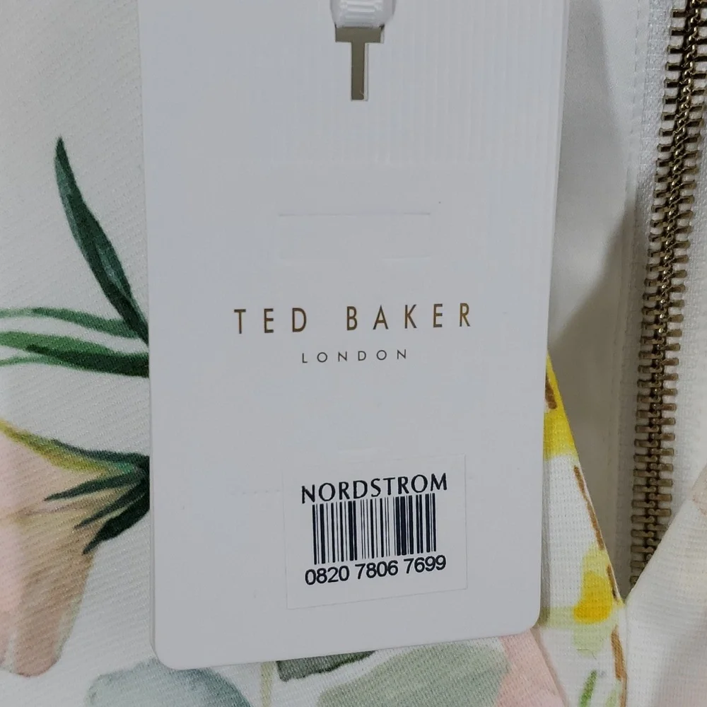 Ted Baker London Lylli Elegance Print V Neck White Bodycon Dress 4 NWT - Picture 15 of 16